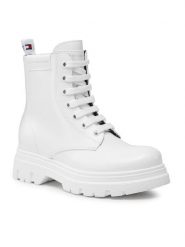Tommy Hilfiger Kozaki T4A5-33039-1453 M Biały. Białe buty zimowe dziewczęce Tommy Hilfiger, bez wzorów, ze skóry, bez zapięcia. Za 589.99 zł.