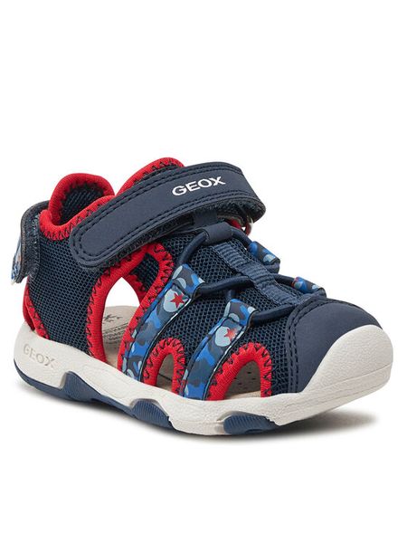 Geox Sandały B Sandal Multy Boy B450FB 014CE C0735 M Granatowy. Niebieskie sandały chłopięce Geox, ze skóry, bez zapięcia. Za 249.99 zł.