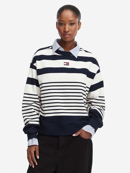 Tommy Jeans Bluza DW0DW22824 Granatowy Regular Fit. Niebieskie bluzy damskie Tommy Jeans, l, bez wzorów, z bawełny, bez kaptura. Za 383.99 zł.