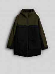 4F Płaszcz zimowy membrana 10000 męski - khaki M. Brązowe kurtki męskie 4f, na zimę, m, bez wzorów, bez kaptura. Za 599.99 zł.