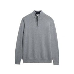 Sweter z wełny z kołnierzem typu stójka Superdry. Niebieskie swetry przez głowę męskie Superdry., na zimę, m, bez wzorów, z wełny, bez kołnierzyka. Za 326.85 zł.