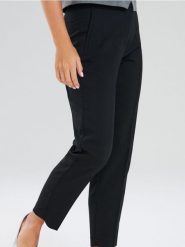 Gładkie spodnie na kant - czarny. Czarne spodnie materiałowe damskie Sinsay, l, bez wzorów. W wyprzedaży za 29.99 zł.