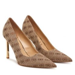 Szpilki Guess. Brązowe szpilki damskie Guess, z aplikacjami, bez obcasa, bez zapięcia. Za 634.99 zł.