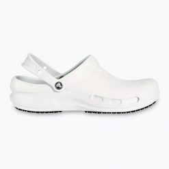 Klapki Crocs Work Bistro. Białe klapki damskie Crocs, bez wzorów, sportowe, bez obcasa. Za 159.00 zł.