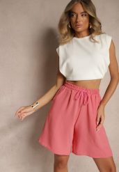 Różowe Szorty z Bawełną High Waist Ozdobione Sznurkiem Talanisse. Czerwone szorty damskie Renee, l, z aplikacjami, z bawełny, eleganckie, z podwyższonym stanem. Za 39.99 zł.