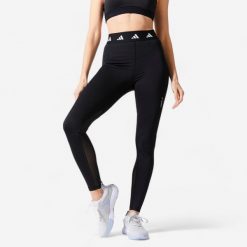 Legginsy fitness damskie Adidas. Białe legginsy sportowe damskie Adidas, l, bez wzorów, z elastanu, z podwyższonym stanem, długie, na fitness i siłownię, techfit (adidas). Za 99.99 zł.
