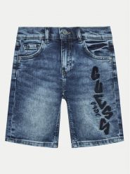 Guess Szorty jeansowe L4GD18 D4GV0 Granatowy Regular Fit. Niebieskie szorty dla chłopców Guess, z aplikacjami, z bawełny. Za 369.99 zł.