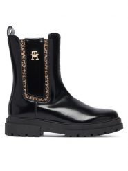 Tommy Hilfiger Botki T4A5-35175-1453999 S Czarny. Czarne botki dziewczęce Tommy Hilfiger, ze skóry, bez zapięcia. Za 564.99 zł.