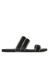 JENNY Klapki LC053408 Czarny. Czarne klapki damskie Jenny, bez wzorów, z materiału, bez obcasa. Za 89.99 zł.