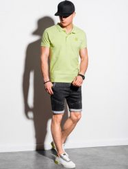 Ombre Koszulka męska polo klasyczna bawełniana S1374 - limonkowa S. Koszulki polo męskie Ombre, m, bez wzorów, z bawełny, klasyczne, bez ramiączek. Za 49.99 zł.