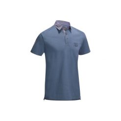 Koszulka polo jeździecka PL100 męska. Szare koszulki polo męskie FOUGANZA, z krótkim rękawem. W wyprzedaży za 49.99 zł.