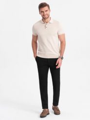 Spodnie męskie eleganckie chino SLIM FIT - czarne V4 OM-PACP-0191 - XXL. Czarne eleganckie spodnie męskie Ombre Clothing, l, bez wzorów, z materiału. Za 233.99 zł.