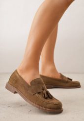 Ciemnobeżowe Mokasyny VICES z Wkładką ze Skóry Naturalnej Ozdobione Chwostami Maritune. Brązowe mokasyny damskie Renee, ze skóry, eleganckie. Za 89.99 zł.