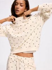 Bluza z bawełną - złamana biel. Bluzy damskie Reserved, l, bez wzorów, z bawełny, bez kaptura. Za 119.99 zł.