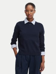 Tommy Jeans Sweter Essential DW0DW20159 Granatowy Regular Fit. Niebieskie swetry damskie Tommy Jeans, xl, bez wzorów, z bawełny, bez kołnierzyka, bez ramiączek, bez kaptura. Za 369.99 zł.