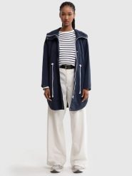 Kurtka parka damska z kapturem granatowa Nebula 403. Niebieskie parki damskie Big Star, l, bez wzorów, z dzianiny, retro, z kapturem. W wyprzedaży za 99.99 zł.