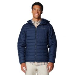 Kurtka sportowa męska Powder Lite II Hooded Jacket. Niebieskie kurtki męskie Columbia, l, bez wzorów, z materiału, sportowe, z kapturem. Za 449.99 zł.