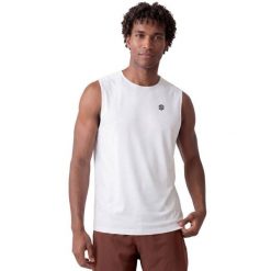 Męska koszulka tank top do biegania w terenie Trekking Siroko Apex White. Białe koszulki sportowe męskie SIROKO, m, bez wzorów, z materiału, bez kołnierzyka, bez ramiączek, do biegania. Za 152.00 zł.