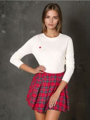 Sweter - kremowy. Białe swetry damskie Sinsay, l, bez wzorów, bez kołnierzyka, bez ramiączek, długie, bez kaptura. W wyprzedaży za 25.99 zł.