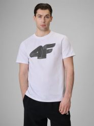 4F T-shirt regular z nadrukiem męski - biały 3XL. Białe t-shirty męskie 4f, m, bez wzorów, z bawełny, klasyczne, bez kołnierzyka. Za 69.99 zł.