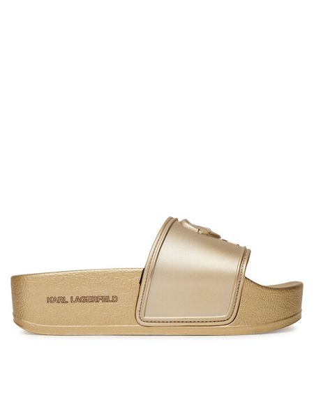 KARL LAGERFELD Klapki Kondo Maxi KL80819M Złoty. Żółte klapki damskie KARL LAGERFELD, bez wzorów, z syntetyku, bez obcasa. Za 289.99 zł.