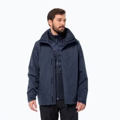 Kurtka 3w1 męska Jack Wolfskin Feldberg Luntal 3in1. Niebieskie kurtki męskie Jack Wolfskin, m, bez wzorów, sportowe, bez kaptura. Za 999.99 zł.