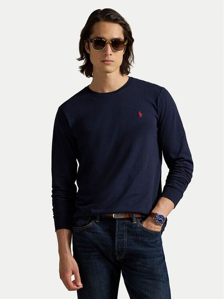 Polo Ralph Lauren Longsleeve Classics 710671468024 Granatowy Slim Fit. Niebieskie bluzki z długim rękawem męskie Polo Ralph Lauren, m, bez wzorów, z bawełny, bez kołnierzyka. Za 229.99 zł.