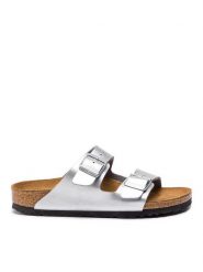 Birkenstock Klapki Arizona Bs 1012283 Srebrny. Szare klapki damskie Birkenstock, bez wzorów, ze skóry, bez obcasa. Za 269.99 zł.