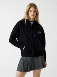 Guess Jeans Bluza 180727 Czarny Classic Fit. Czarne bluzy damskie Guess Jeans, xxl, z aplikacjami, z jeansu, bez kaptura. Za 439.00 zł.