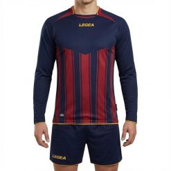 Męski Running Koszulka Treningowa Manchester ML Długi Rękaw Niebiesko-Amarantowy. Brązowe koszulki sportowe męskie Legea, m, z aplikacjami, z materiału, bez kołnierzyka, bez ramiączek, do biegania. Za 80.00 zł.