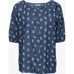 Tunika dżinsowa z nadrukiem, rękawy 3/4 bonprix biało-niebieski z nadrukiem. Tuniki damskie marki bonprix. Za 32.99 zł.
