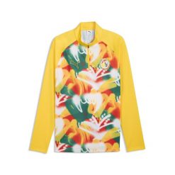 Męska koszulka na rozgrzewkę Senegalu o wąskim kroju z zamkiem 1/4 PUMA. Zielone koszulki sportowe męskie Puma, m, bez wzorów, bez kołnierzyka, bez ramiączek, do piłki nożnej. Za 339.00 zł.