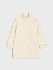 Klasyczny płaszcz z ozdobnymi guzikami - kremowy. Białe płaszcze damskie Sinsay, l, bez wzorów, klasyczne, bez kaptura. Za 129.99 zł.