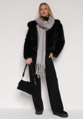 Szary Szalik z Frędzlami Owedarria. Szare szaliki i chusty damskie Born2be, bez wzorów, z dresówki, eleganckie. Za 44.99 zł.