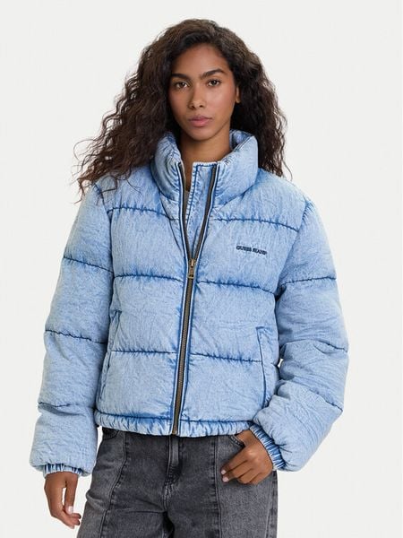 Guess Jeans Kurtka zimowa W5BL85 D6181 Niebieski Regular Fit. Niebieskie kurtki damskie Guess Jeans, na zimę, xxl, z aplikacjami, z bawełny, bez kaptura. Za 779.00 zł.