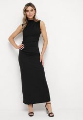 Czarna Dopasowana Sukienka Bodycon z Dekoracyjnym Marszczeniem Bez Rękawów Tykena. Czarne sukienki damskie Born2be, na imprezę, m, bez wzorów, wizytowe, bez kołnierzyka, bez ramiączek, maxi, bodycon. Za 99.99 zł.