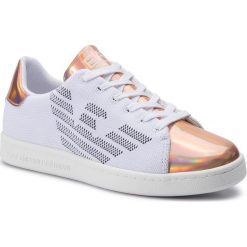 Sneakersy EA7 EMPORIO ARMANI - X8X001 XK076 D884 White/Rose Gold. Białe półbuty damskie marki EA7 Emporio Armani, bez wzorów, z materiału. Za 739.00 zł.
