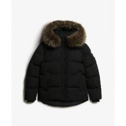 Damska kurtka puchowa Superdry. Czarne kurtki damskie Superdry., m, z aplikacjami, z puchu, bez kaptura. Za 748.55 zł.