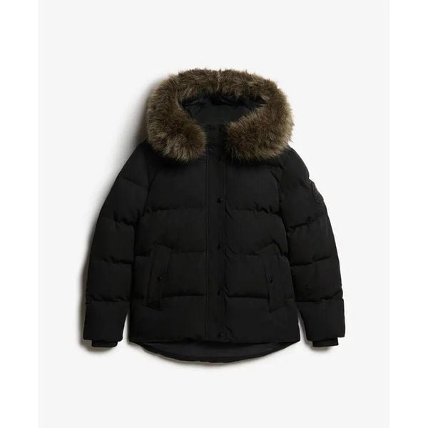 Damska kurtka puchowa Superdry. Czarne kurtki damskie Superdry., l, z aplikacjami, z puchu, bez kaptura. Za 477.00 zł.