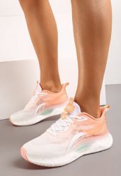 Biało-Pomarańczowe Buty Sportowe Sneakersy ze Sznurowaniami na Podeszwie Typu Air Przed Kostkę Jotesa. Białe obuwie sportowe damskie Renee, bez wzorów, trekkingowe. Za 119.99 zł.