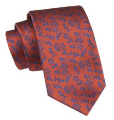 Elegancki Krawat Męski Angelo di Monti - Miedziany Kolor, w Kwiatki. Brązowe krawaty i muchy Angelo di Monti, bez wzorów, z tkaniny, eleganckie. Za 45.00 zł.