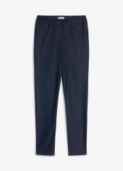 Legginsy w optyce jeansów. Niebieskie legginsy dla dziewczynek bonprix, bez wzorów, z denimu. Za 64.99 zł.