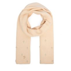 Szalik Guess. Brązowe szaliki i chusty damskie Guess, z aplikacjami. Za 234.99 zł.