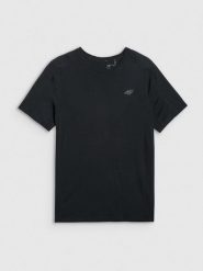 4F Koszulka trekkingowa z wełną merino męska - czarna XXL. Czarne t-shirty męskie 4f, m, bez wzorów, z materiału, bez kołnierzyka. Za 199.99 zł.
