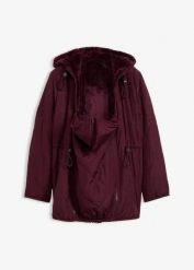 Przytulna dwustronna kurtka ciążowa 6 w 1 z wstawką na nosidełko. Czerwone kurtki damskie bonprix, bez wzorów, moda ciążowa, bez kaptura. Za 259.99 zł.