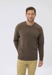 Bluza ze strukturą B-TERRY. Brązowe bluzy męskie Volcano, m, bez wzorów, z bawełny, bez kaptura. Za 139.99 zł.