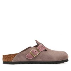 Klapki Birkenstock. Czerwone klapki damskie Birkenstock, bez wzorów, bez obcasa. Za 579.99 zł.