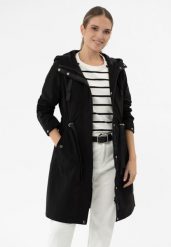 Wodoodporny płaszcz J-IZRA. Czerwone płaszcze damskie Volcano, m, bez wzorów, z materiału, eleganckie, długie, z kapturem. Za 329.99 zł.