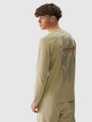 4F Longsleeve regular męski - khaki S. Brązowe koszulki sportowe męskie 4f, m, bez wzorów, z bawełny, klasyczne, bez kołnierzyka. W wyprzedaży za 39.99 zł.