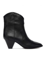 Badura Kowbojki EO-APRIL-25FW217 Czarny. Czarne botki damskie Badura, ze skóry, bez obcasa, na słupku, bez zapięcia. Za 319.99 zł.